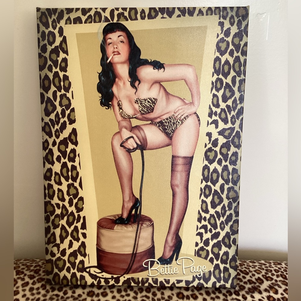 Bettie Page Art Print on Canvas.